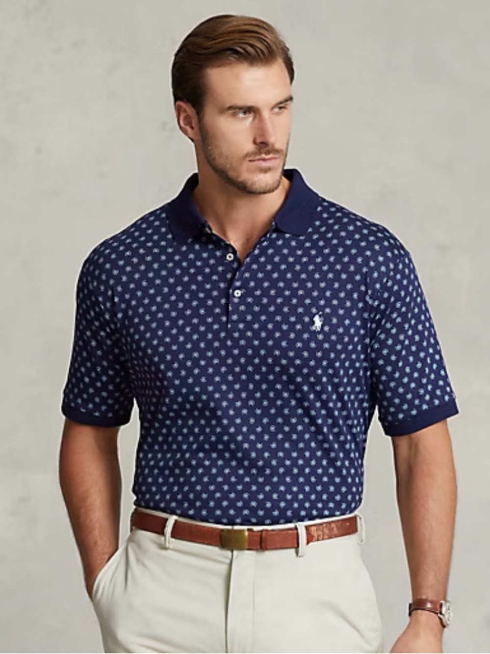 Polo Ralph Lauren Navy All Over Print Big and Tall Soft Cotton Polo